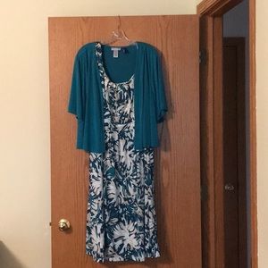 Aquas and creams abstract patterned dress